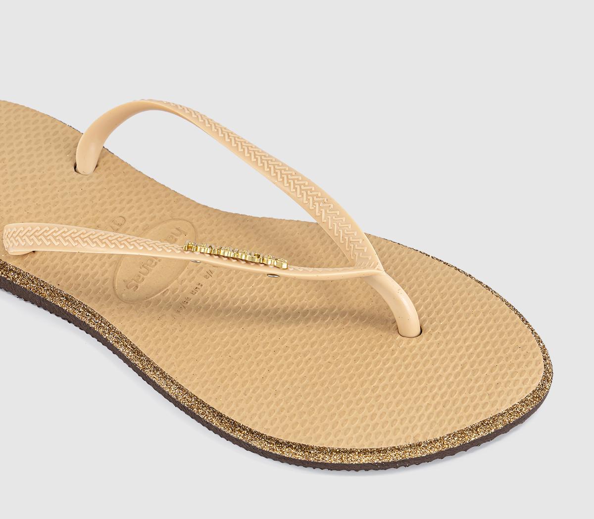 HavaianasSlim Point Glitter Flip FlopsGolden