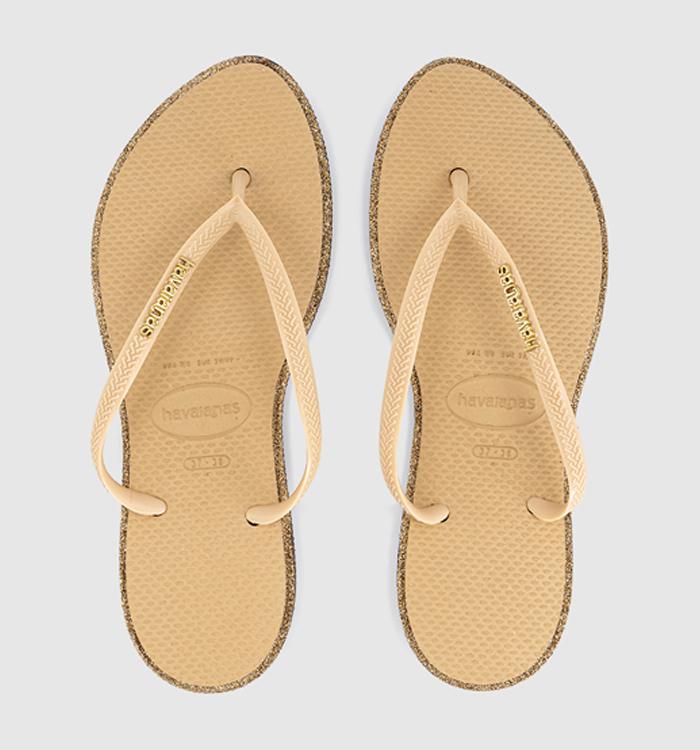 Havaianas Slim Point Glitter Flip Flops Golden