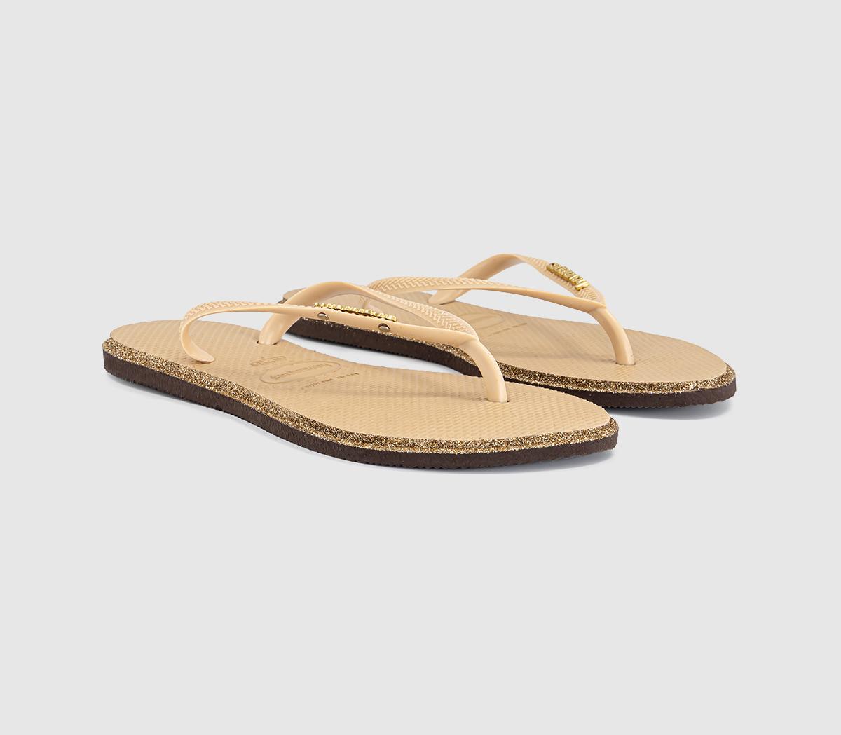HavaianasSlim Point Glitter Flip FlopsGolden