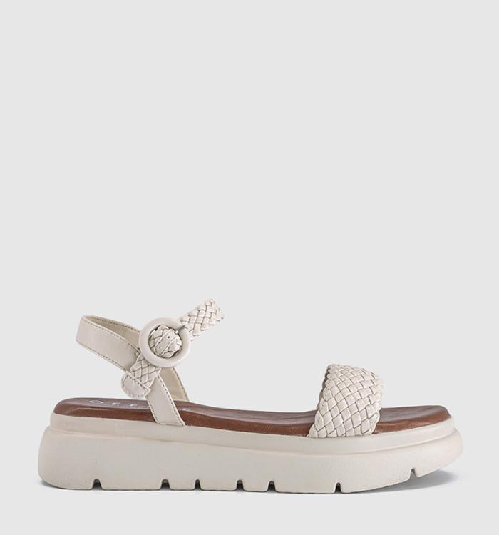 OFFICE Salute Woven Double Strap  Platform Sandals Off White