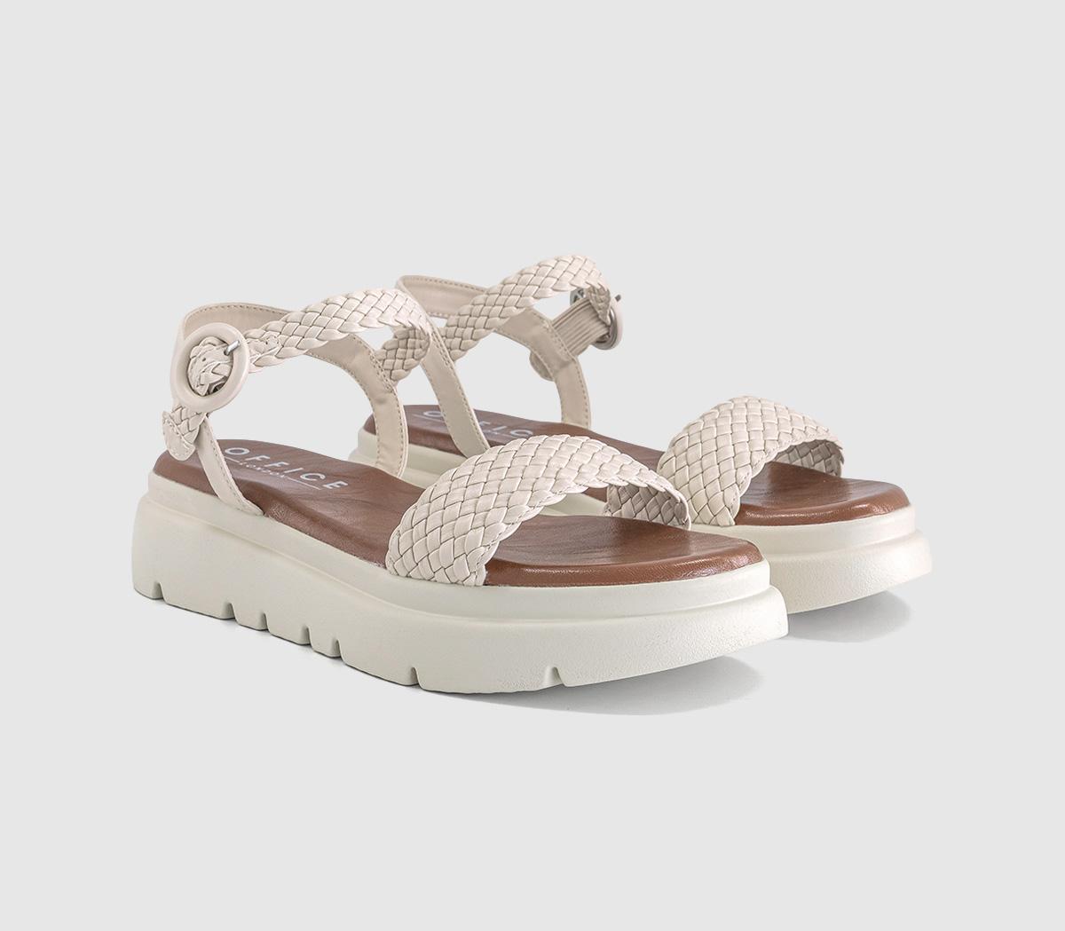 OFFICESalute Woven Double Strap  Platform SandalsOff White