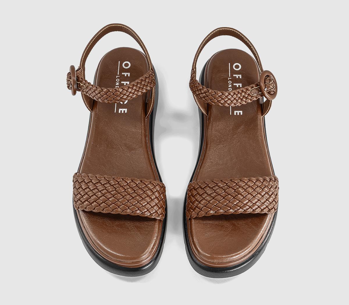 OFFICESalute Woven Double Strap  Platform SandalsTan