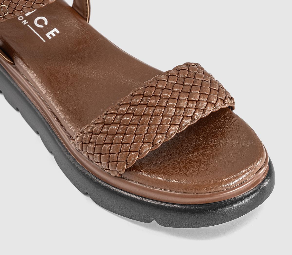 OFFICESalute Woven Double Strap  Platform SandalsTan