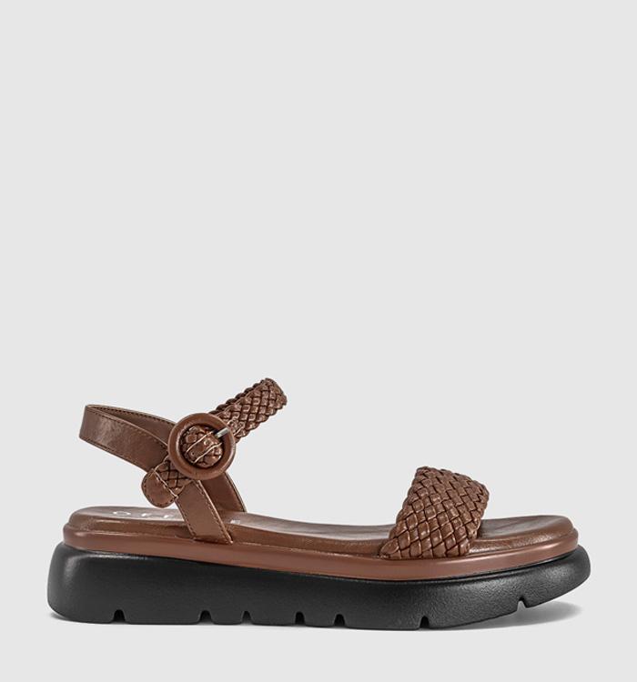 OFFICE Salute Woven Double Strap  Platform Sandals Tan