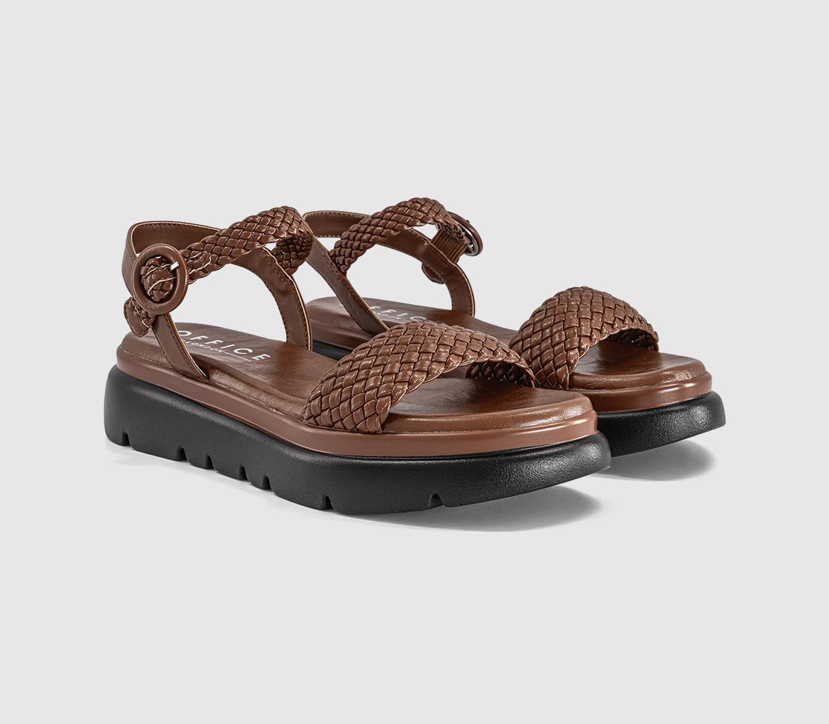 OFFICESalute Woven Double Strap  Platform SandalsTan