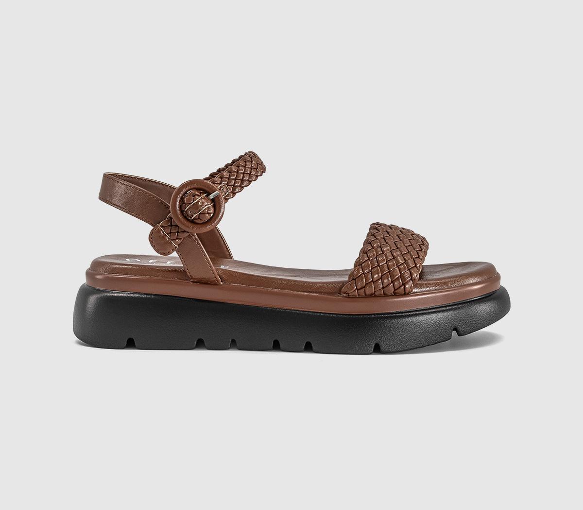 OFFICESalute Woven Double Strap  Platform SandalsTan