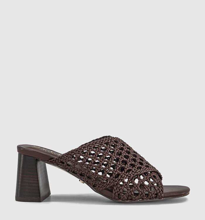 OFFICE Melbourne Basket Weave Mules Brown