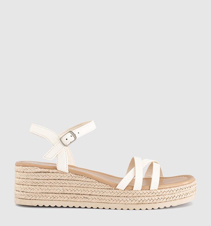 OFFICE Magnolia Strappy Espadrille Wedges Off White