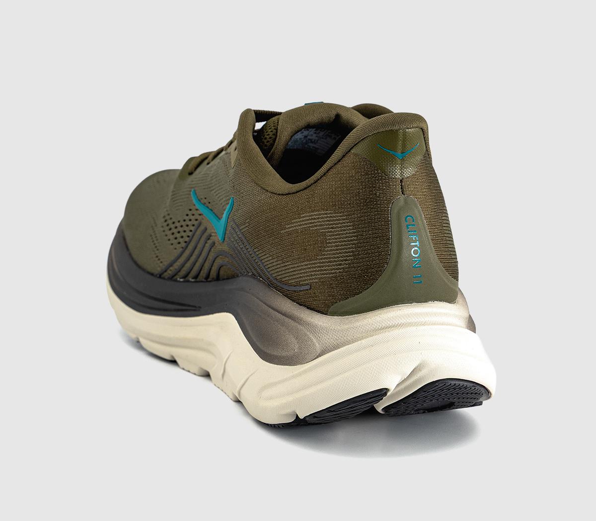 HOKAClifton 11 TrainersAntique Olive River Rock Grey