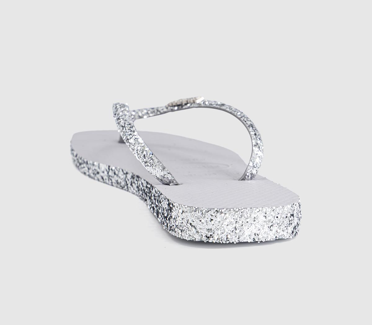 HavaianasSlim Square Glitter Flip FlopsSilver