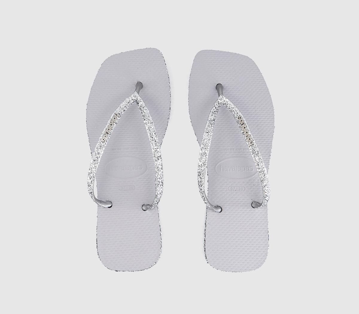 HavaianasSlim Square Glitter Flip FlopsSilver