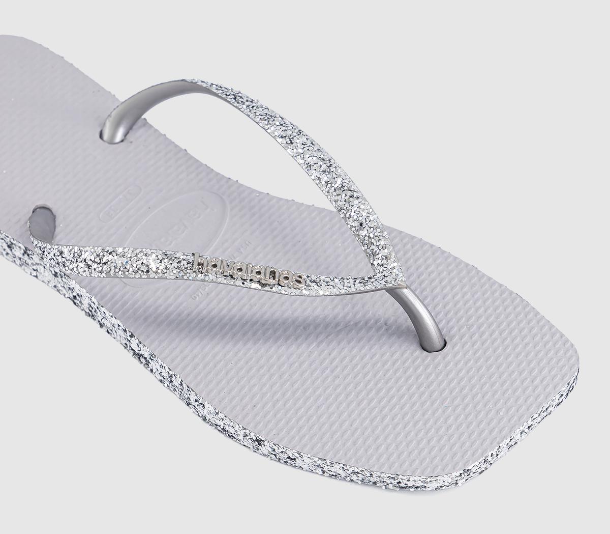HavaianasSlim Square Glitter Flip FlopsSilver