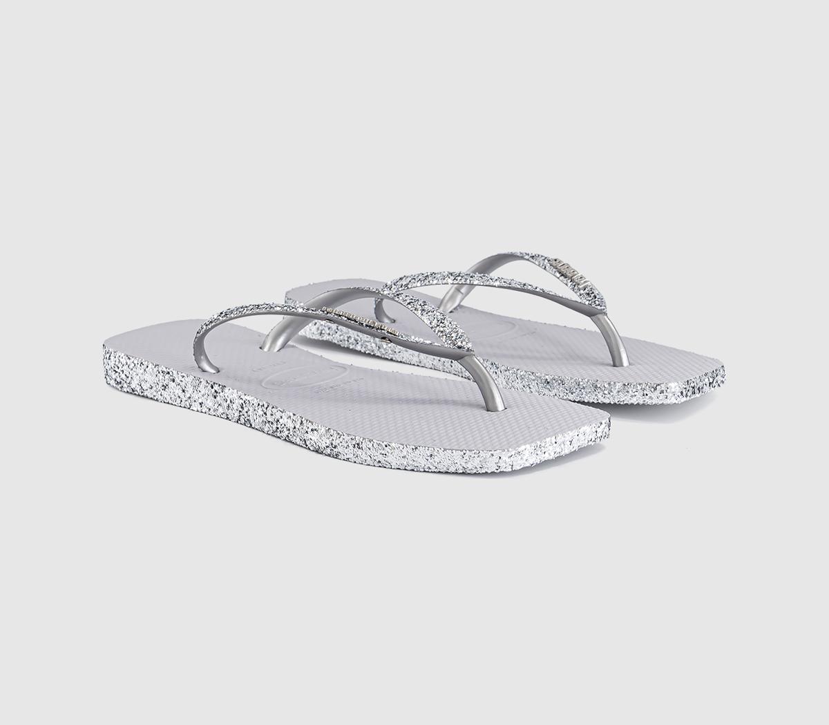 HavaianasSlim Square Glitter Flip FlopsSilver