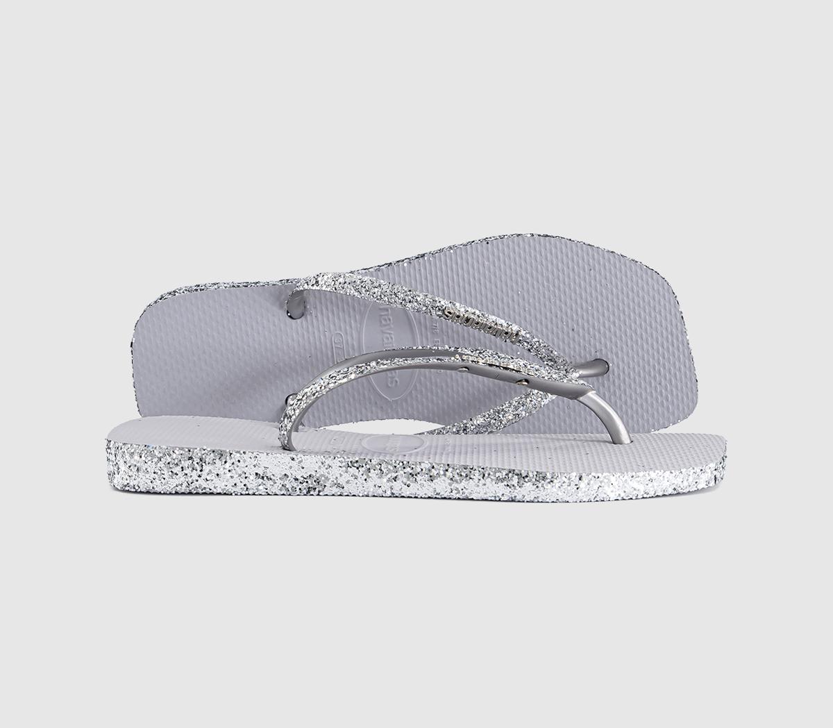 HavaianasSlim Square Glitter Flip FlopsSilver