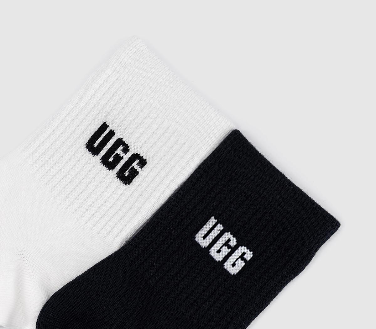 UGGQuinlin Logo Quarter 2 Pack SocksWhite Black