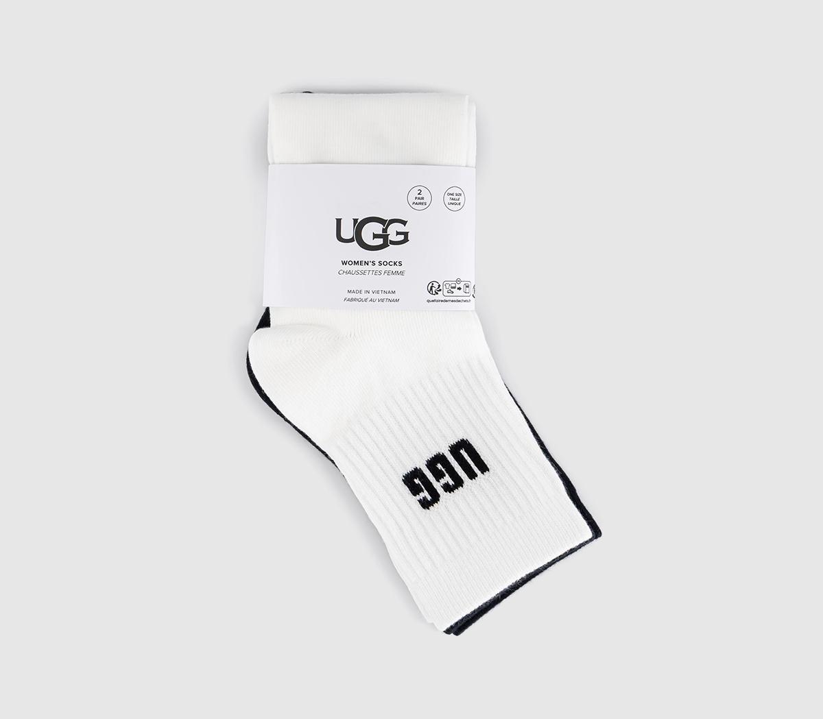 UGGQuinlin Logo Quarter 2 Pack SocksWhite Black
