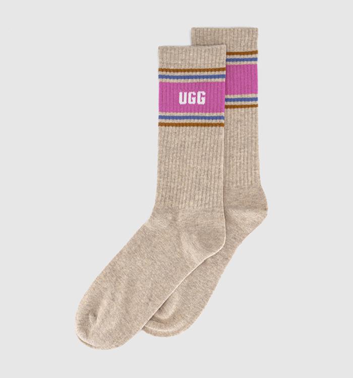 UGG Jedlyn Varsity Crew Socks Sand Heather Woodviolet