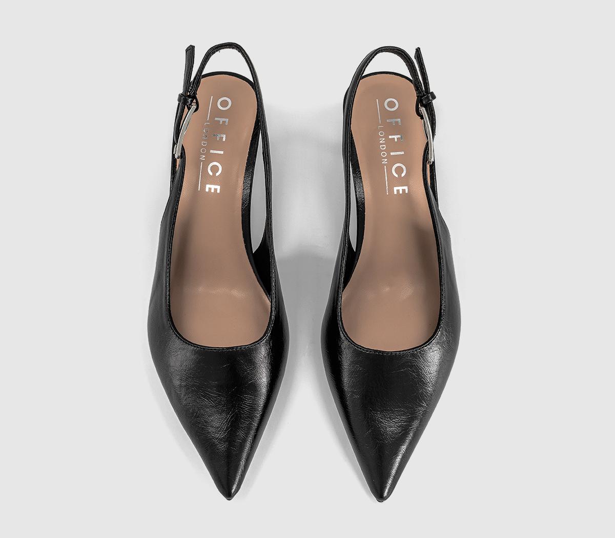 OFFICEMetropolitan Buckle Detail Slingback Kitten HeelsBlack