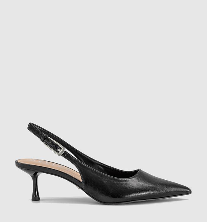 OFFICE Metropolitan Buckle Detail Slingback Kitten Heels Black