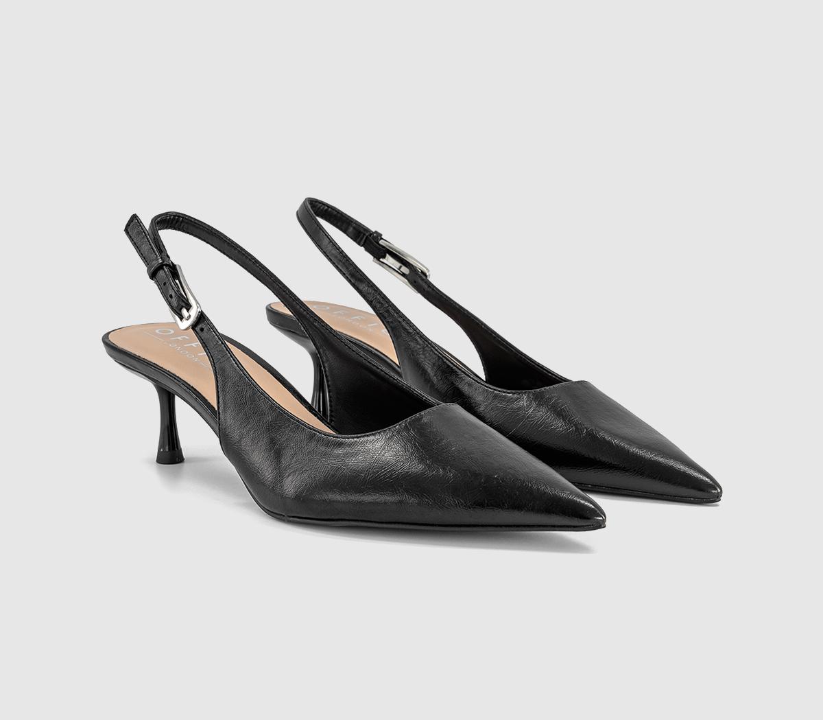 OFFICEMetropolitan Buckle Detail Slingback Kitten HeelsBlack