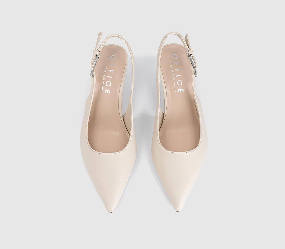 OFFICEMetropolitan Buckle Detail Slingback Kitten HeelsOff White