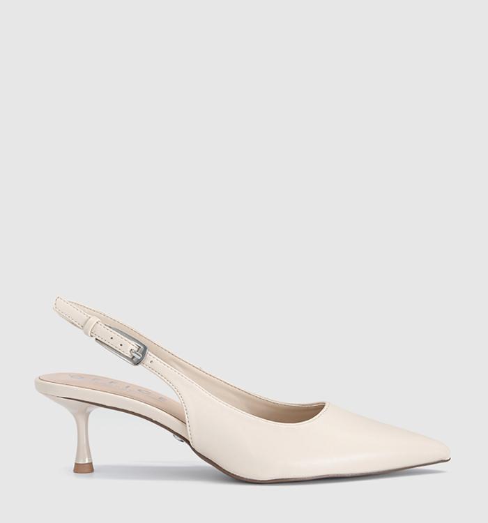 OFFICE Metropolitan Buckle Detail Slingback Kitten Heels Off White