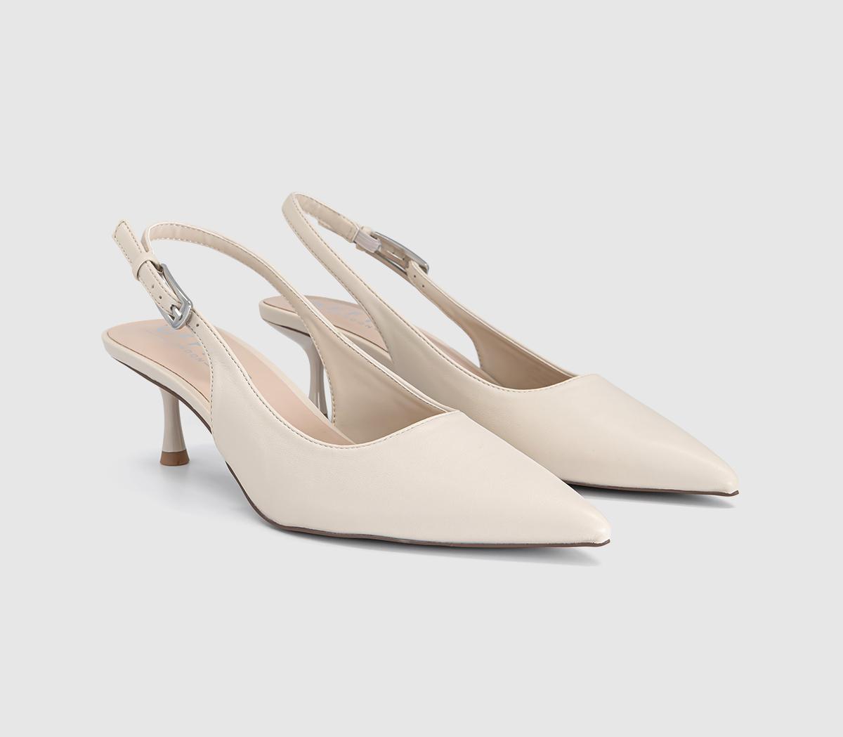 OFFICEMetropolitan Buckle Detail Slingback Kitten HeelsOff White