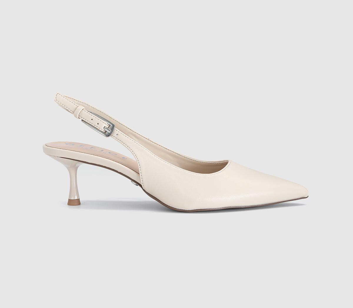 OFFICEMetropolitan Buckle Detail Slingback Kitten HeelsOff White