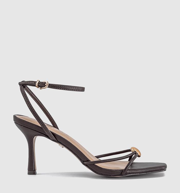 OFFICE Hollywood Metal Trim Strappy Heeled Sandals Brown