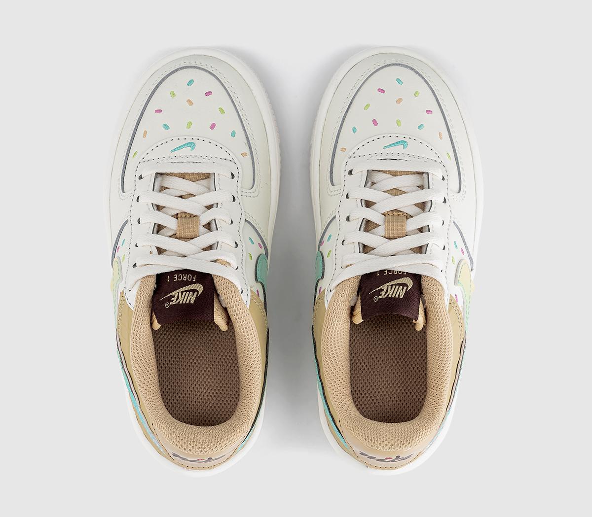 NikeAir Force 1 Youth TrainersSail Red Sesame Bleached