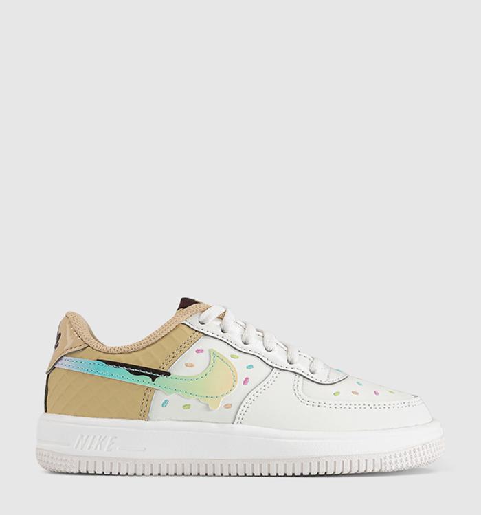 Nike Air Force 1 Youth Trainers Sail Red Sesame Bleached