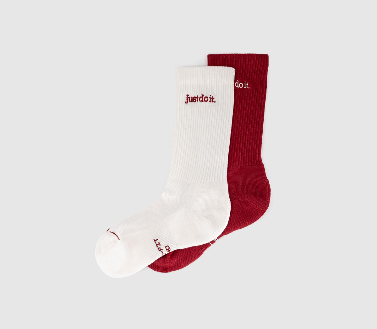 Nike Just Do It 2 Pack Socks Red Cream, M