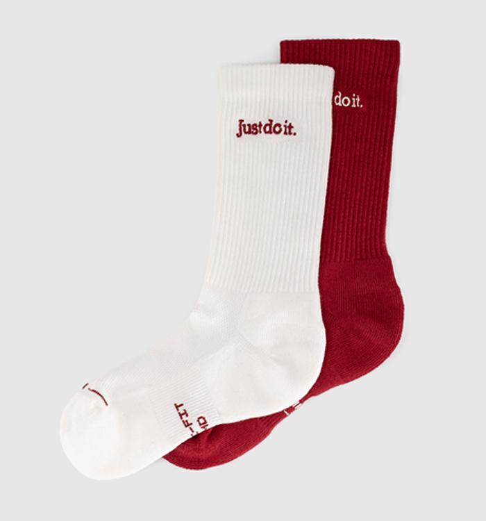 Nike Just Do It 2 Pack Socks Red Cream