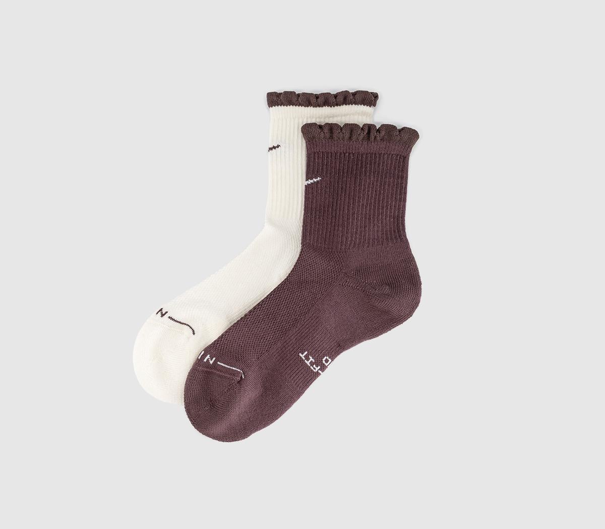 NikeScallop Ankle 2 Pack SocksCream Brown