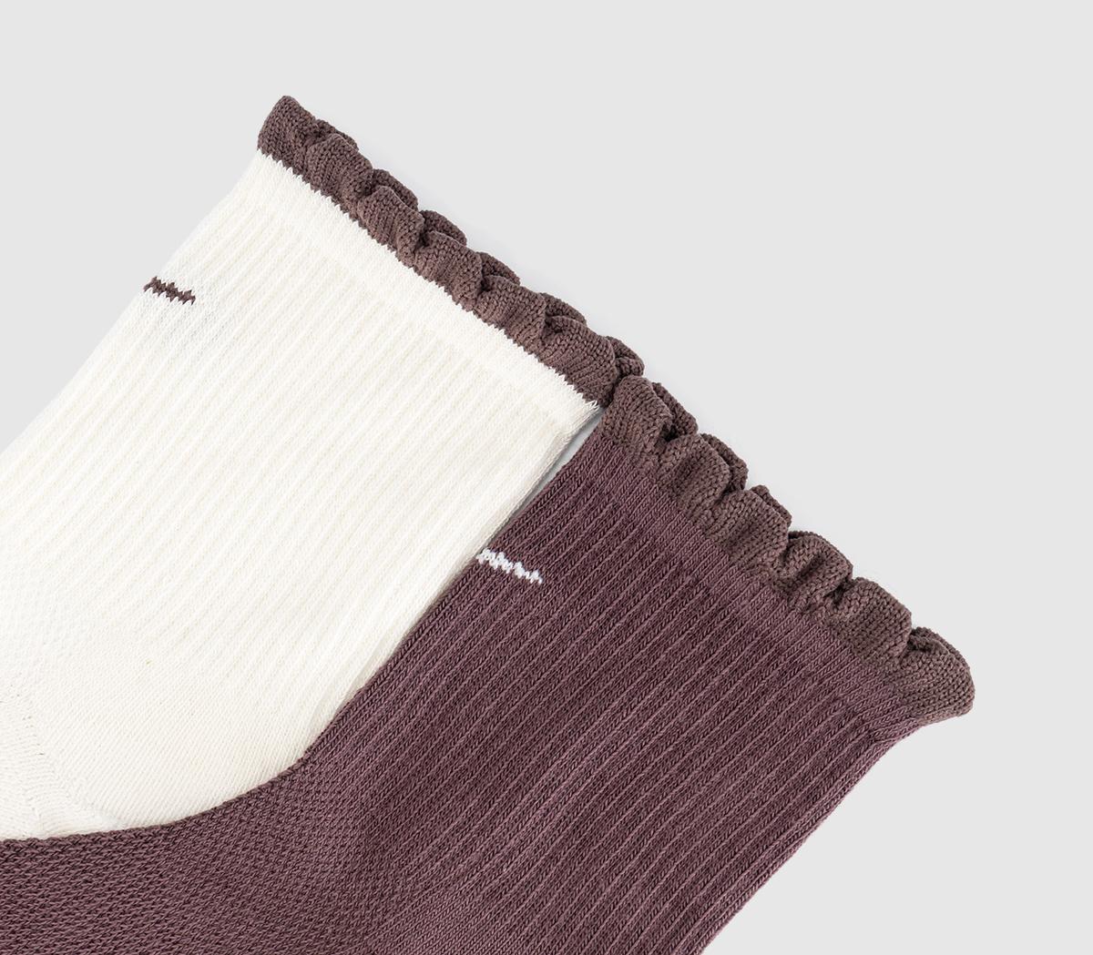 NikeScallop Ankle 2 Pack SocksCream Brown