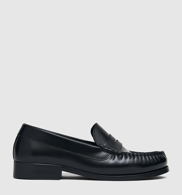 ALOHAS Rivet Loafers Black Leather