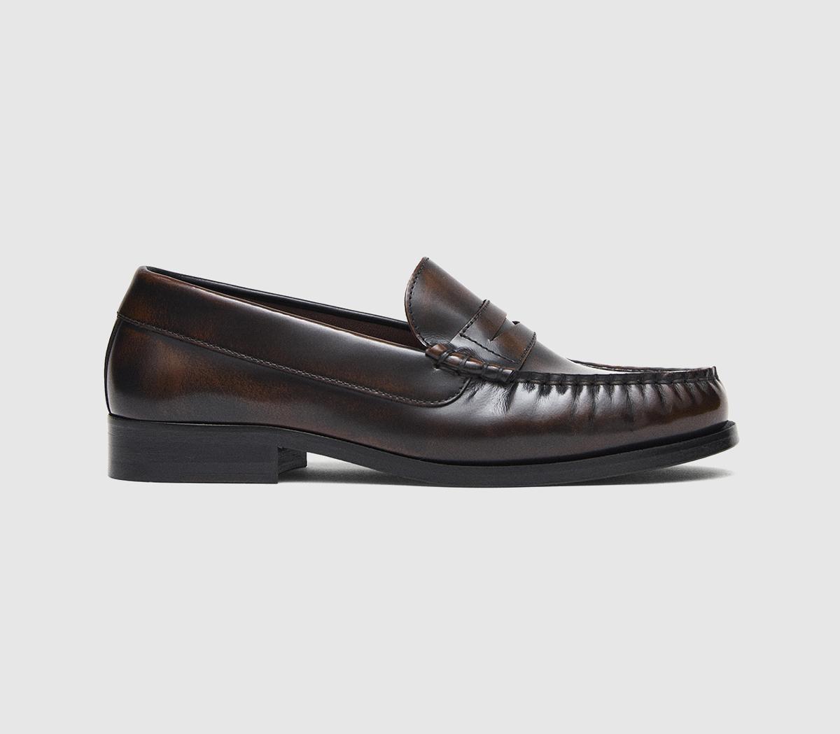 Alohas Rivet Loafers Brushed Coffee  Brown in Women's Size 7, Office Shoes