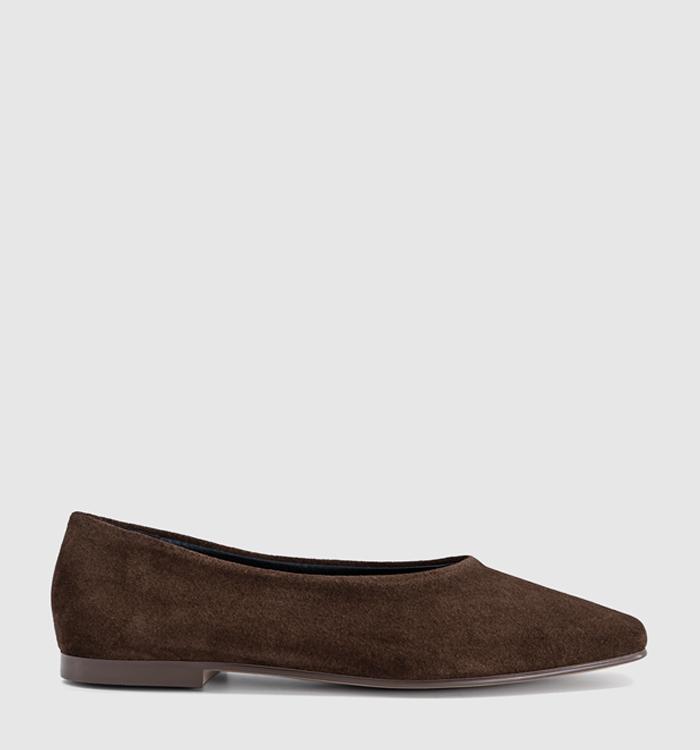 OFFICE Foster High Cut Ballet Flats Brown Suede