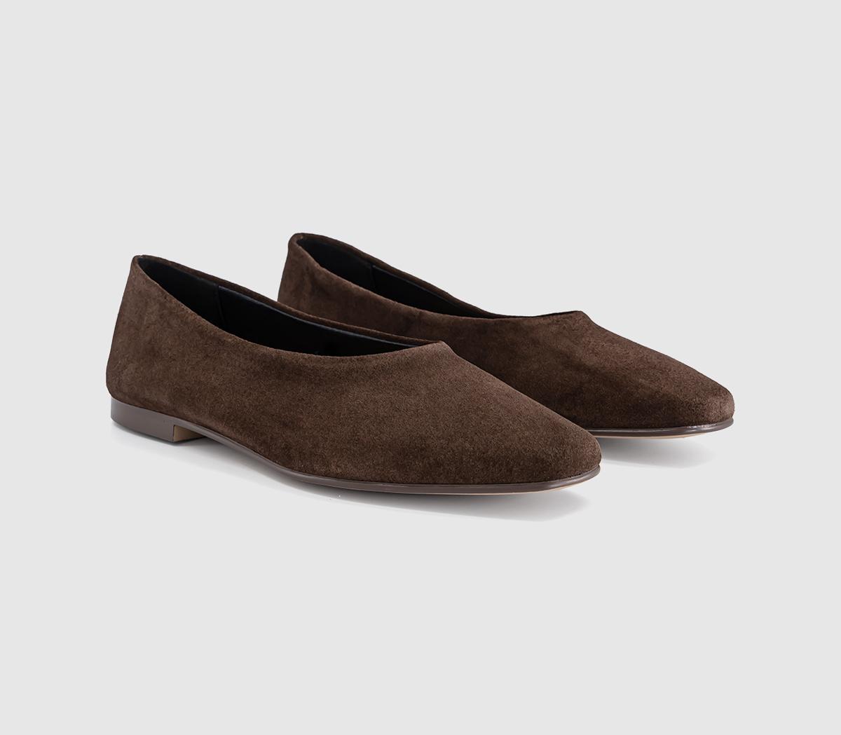 OFFICEFoster High Cut Ballet FlatsBrown Suede