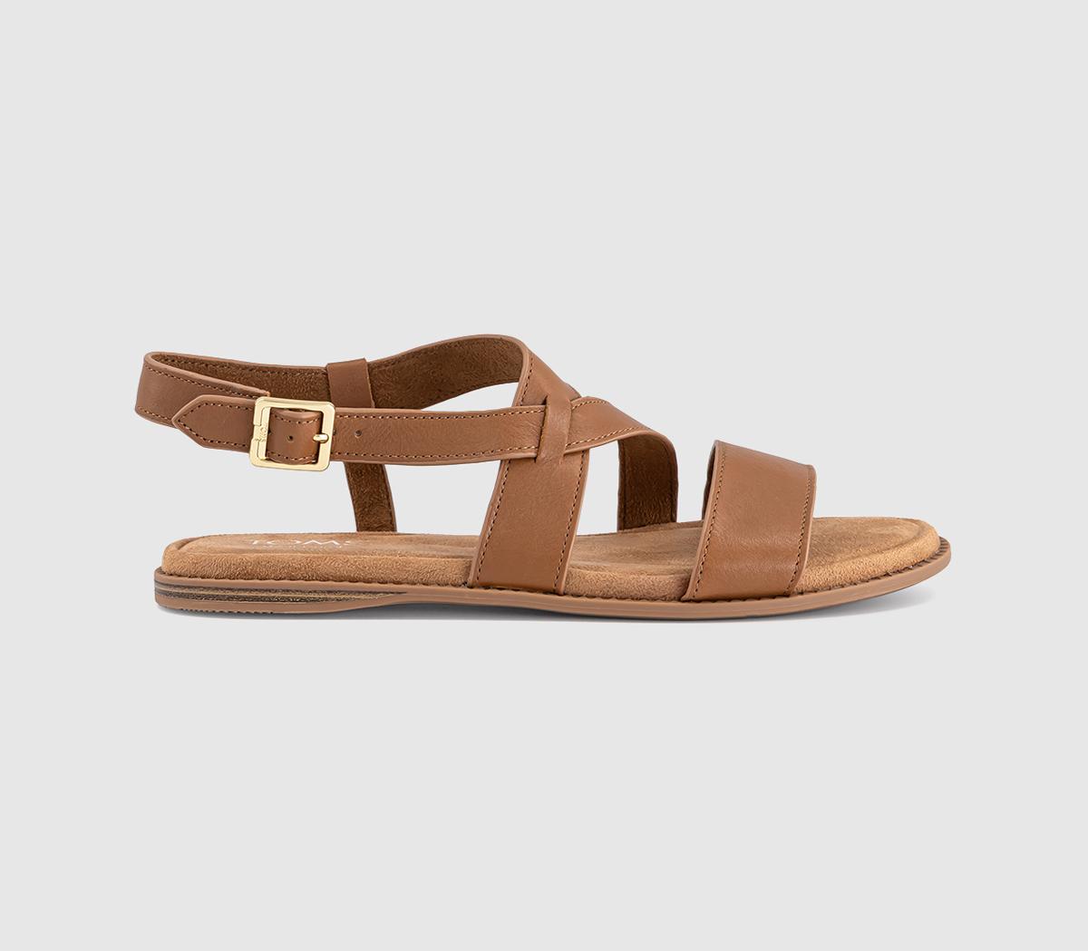 Toms Mar Sandals Sugar Leather Brown in Women's Size 7, Office Shoes