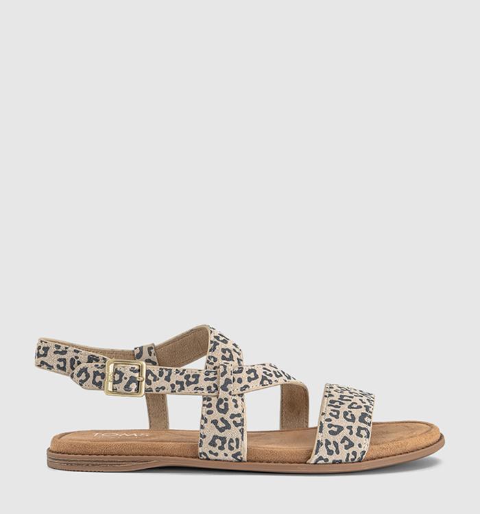 TOMS Mar Sandals Oatmeal Small Leopard Spots Suede