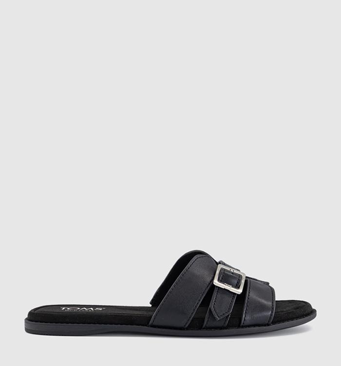TOMS Sol Sliders Black Leather