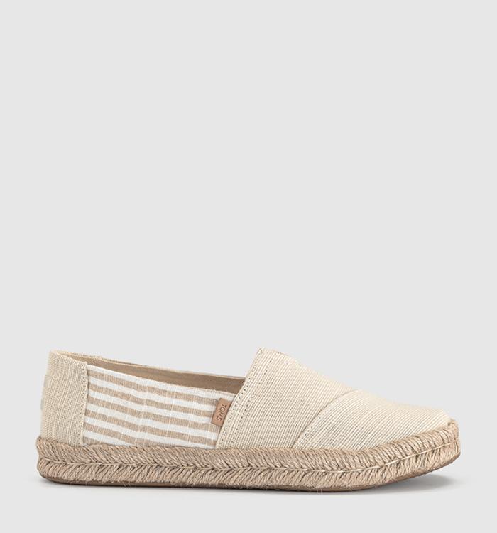 TOMS Alpargata Rope 2.0 Slip Ons Beige Heritage Canvas Woven Stripe