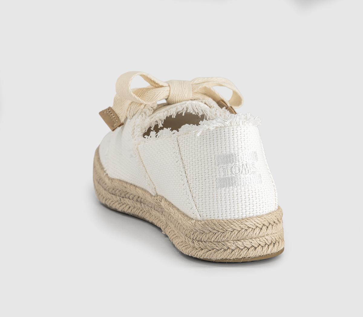 TOMSCarolina Lace Up EspadrillesWhite Beachside Woven Fray