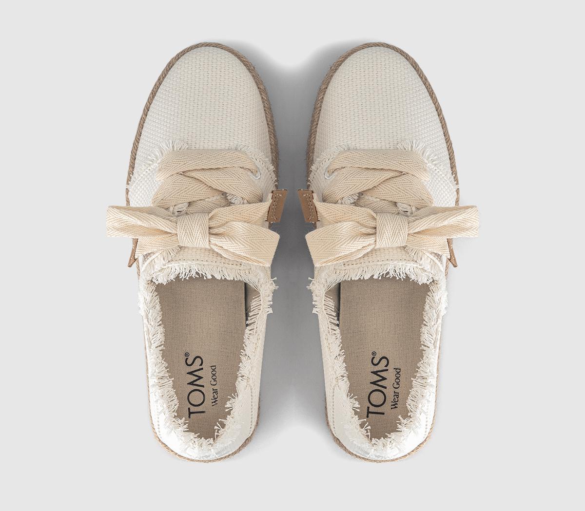 TOMSCarolina Lace Up EspadrillesWhite Beachside Woven Fray
