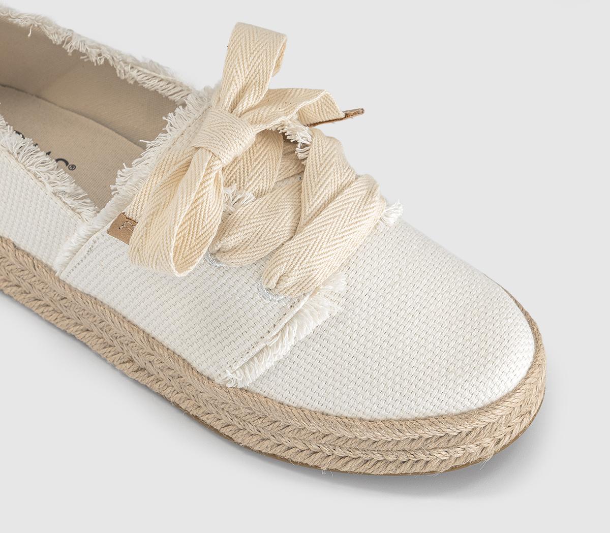 TOMSCarolina Lace Up EspadrillesWhite Beachside Woven Fray