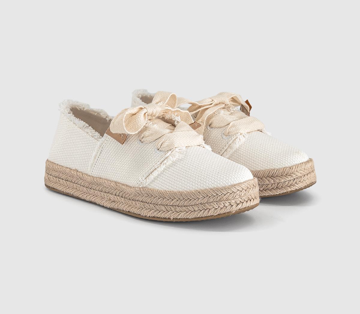 TOMSCarolina Lace Up EspadrillesWhite Beachside Woven Fray