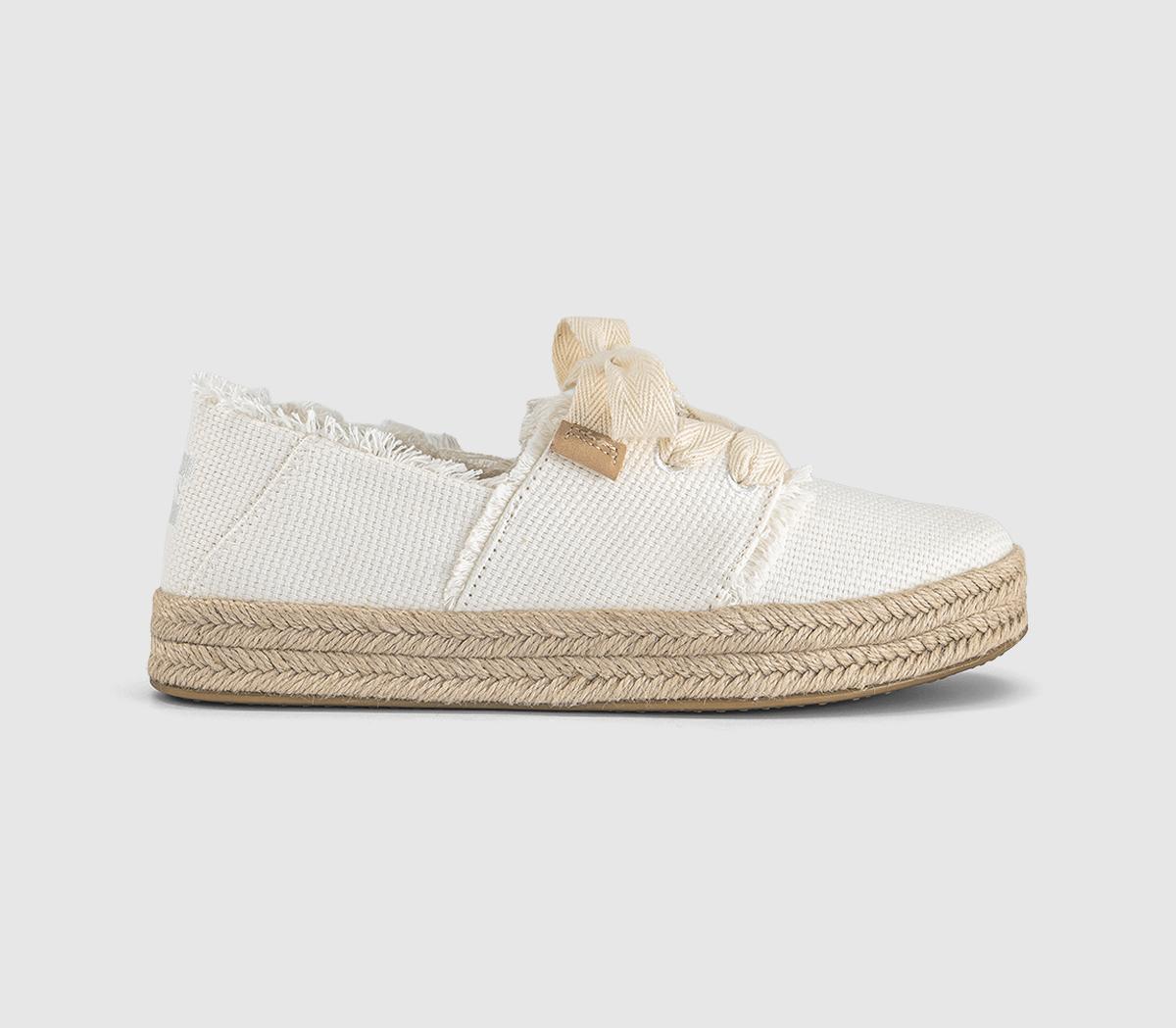 TOMSCarolina Lace Up EspadrillesWhite Beachside Woven Fray