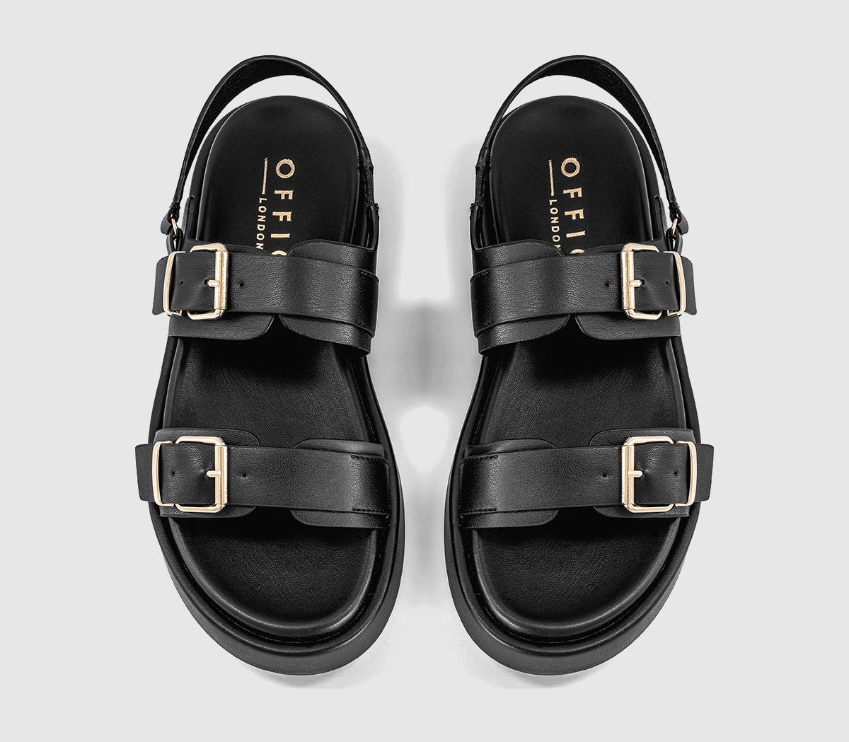 OFFICESprings Double Buckle Platform SandalsBlack