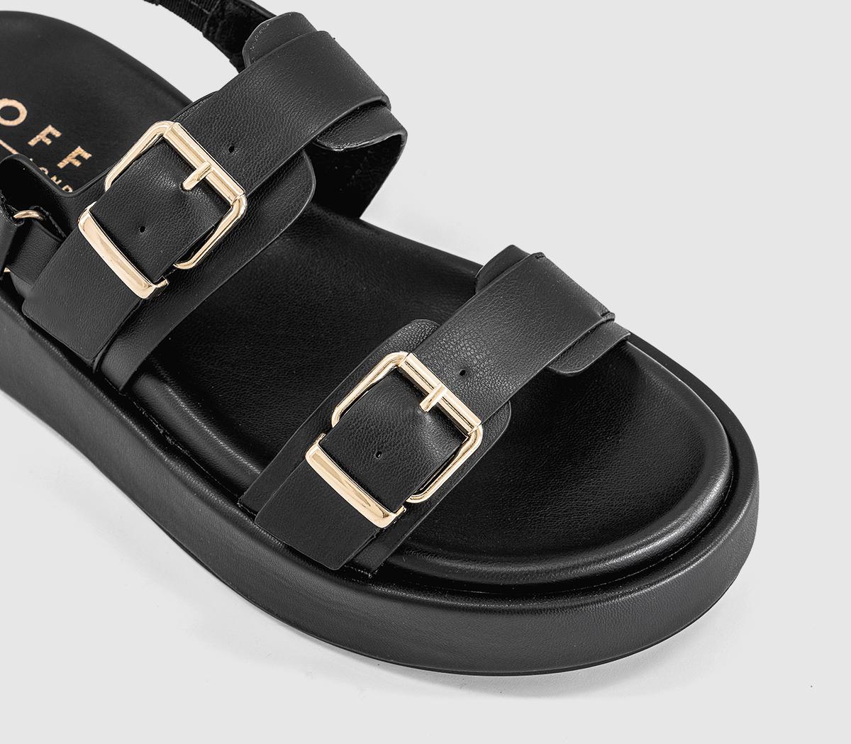 OFFICESprings Double Buckle Platform SandalsBlack